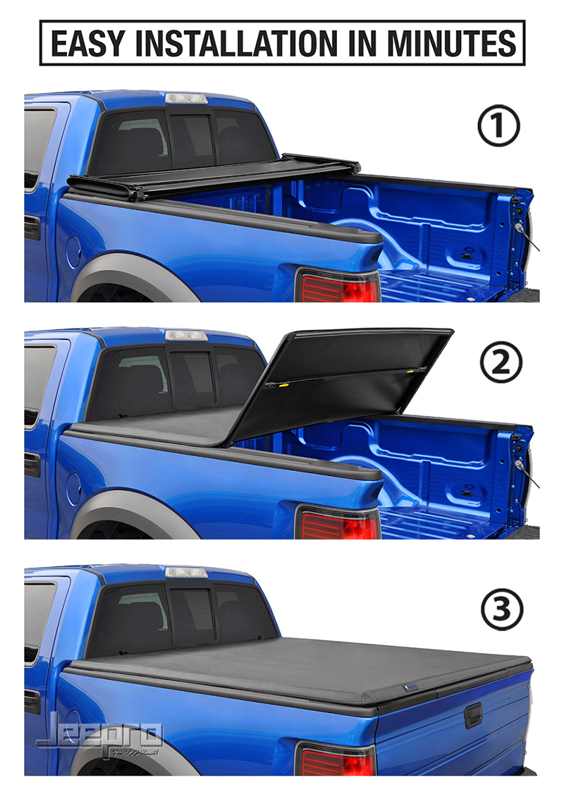 TYGER T3 Tri-Fold Tonneau Cover For 2002-2018 Dodge Ram 1500 2500 3500 ...