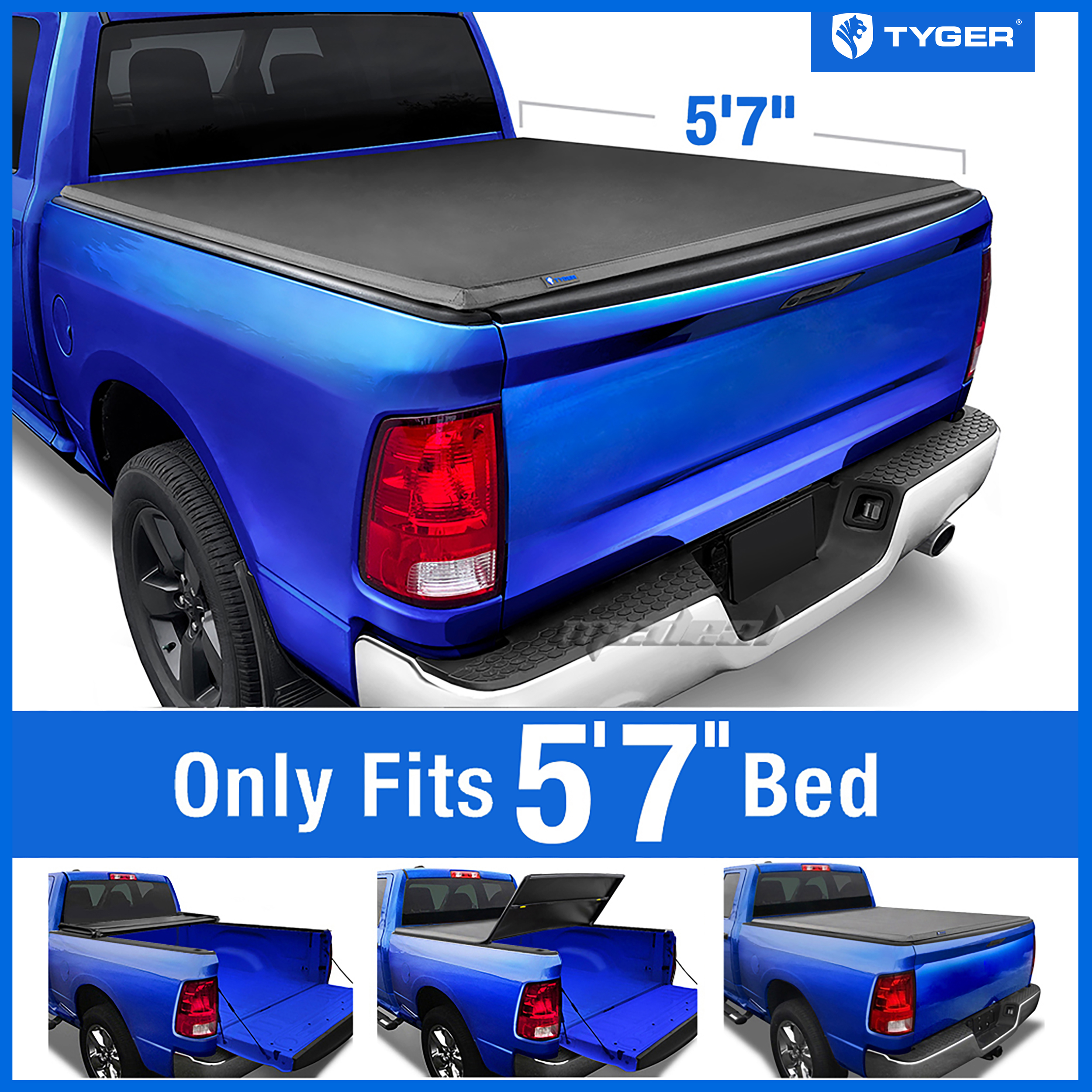 TYGER TriFold For 20092017 Dodge Ram 1500 5.8ft/69.6in Bed Tonneau