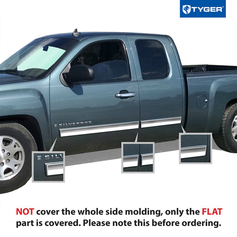 TYGER For 0708 Chevy Silverado Ext Cab Body Side Molding Trim Full 4.25" 4PC eBay