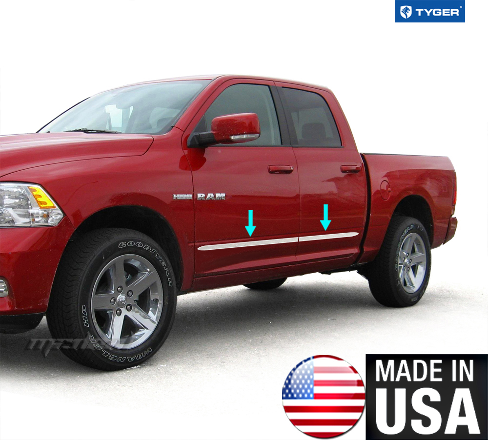 TYGER For Body Side Molding Trim Dodge 092015 Ram Quad Cab 1.5'' Wide 4PC
