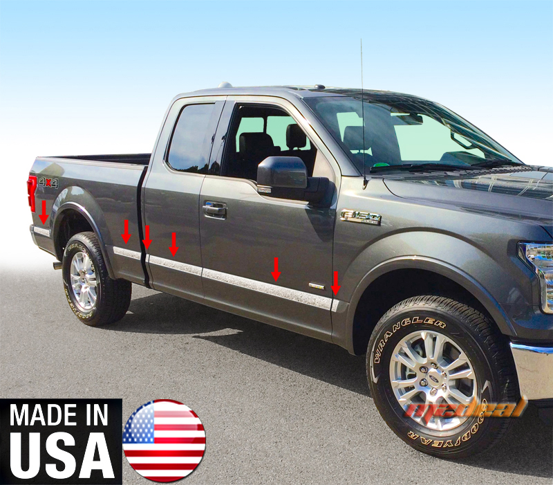 TYGER For Body Side Molding Trim 152016 F150 Supercab 6.5' Bed 2 5/8