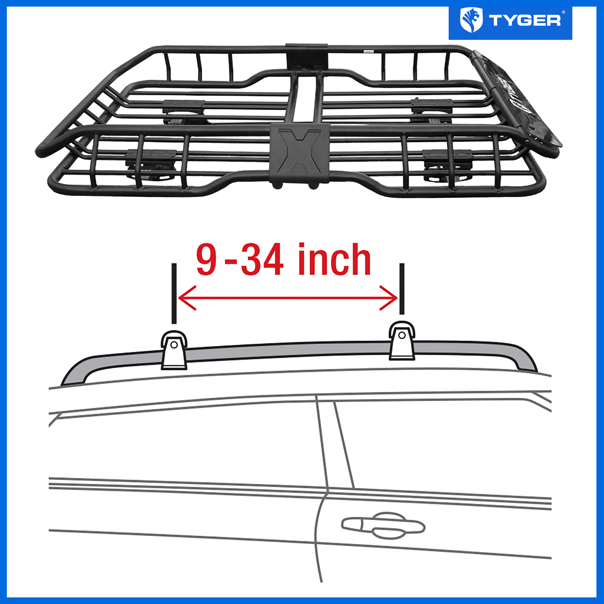 TYGER Heavy Duty Roof Top Cargo Basket Luggage Carrier Rack 47"x37"with