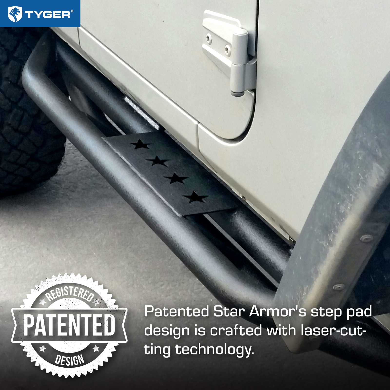 TYGER Star Armor for 0717 Wrangler JK 2 Dr Textured Black Side Step