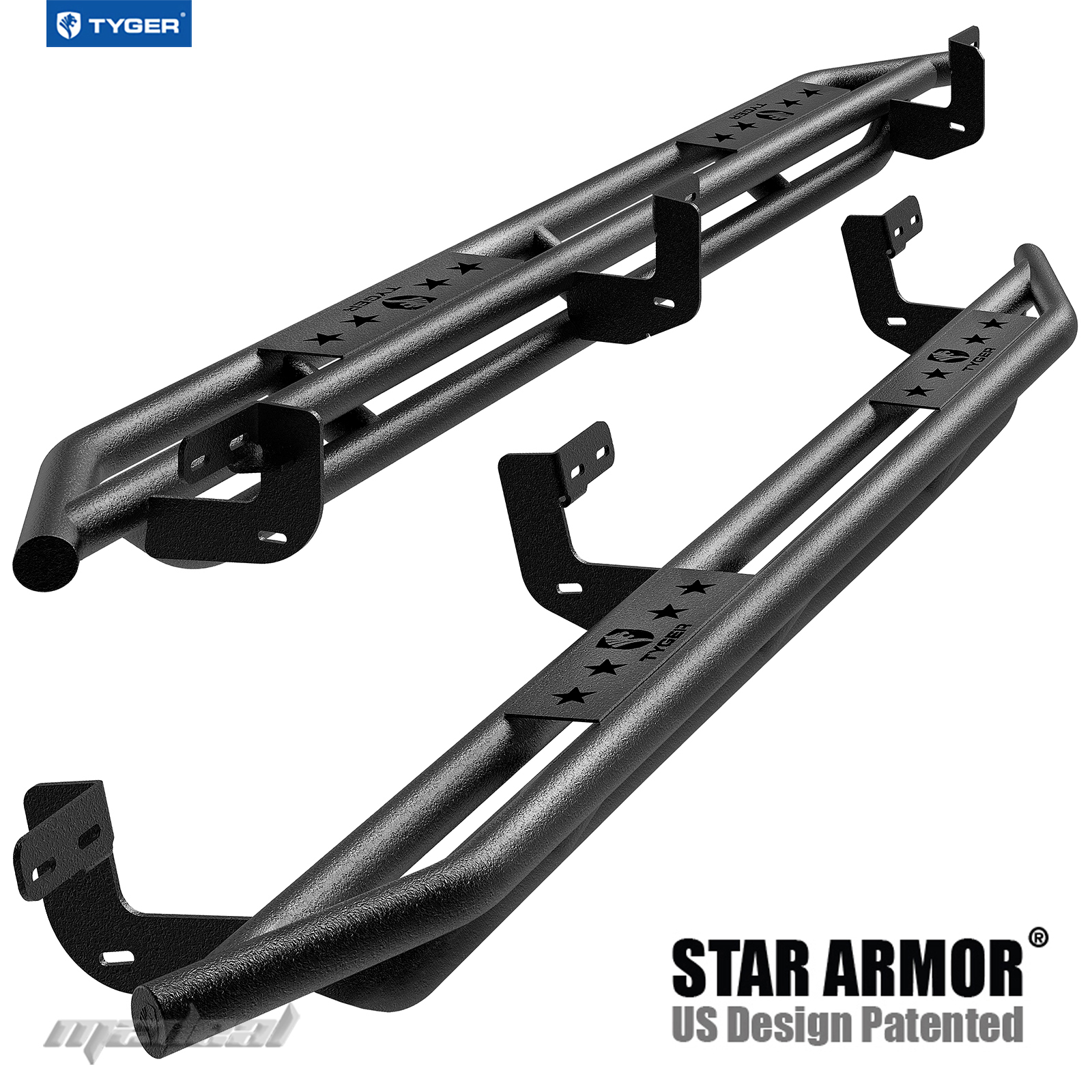 TYGER Star Armor For 1017 Ram 1500/2500/3500 Crew Cab Black Side Step Nerf Bars